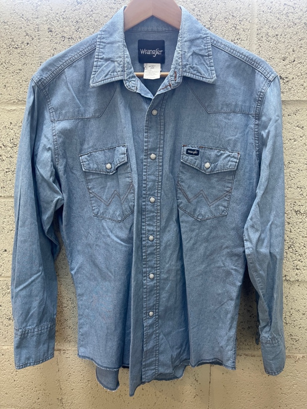 Wrangler Light Blue Denim Western Button-Down Shirt